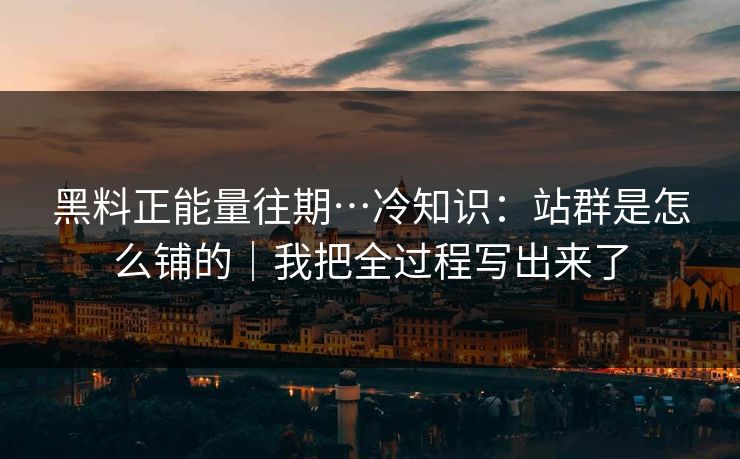 黑料正能量往期…冷知识：站群是怎么铺的｜我把全过程写出来了