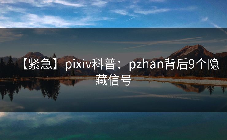 【紧急】pixiv科普：pzhan背后9个隐藏信号